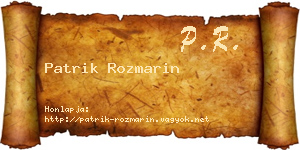 Patrik Rozmarin névjegykártya